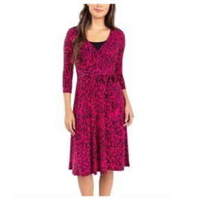 NWoT Leota Women's Wrap Dress Black Vines Plus Size 2X Red and Black $75 X106